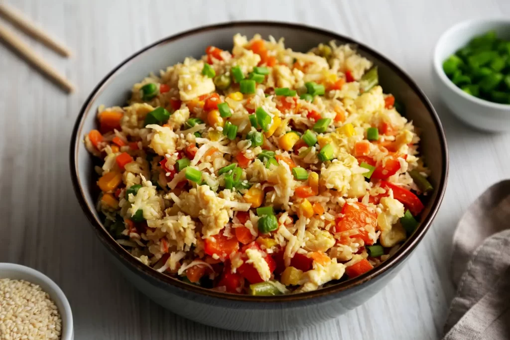 egg fried rice in a wok